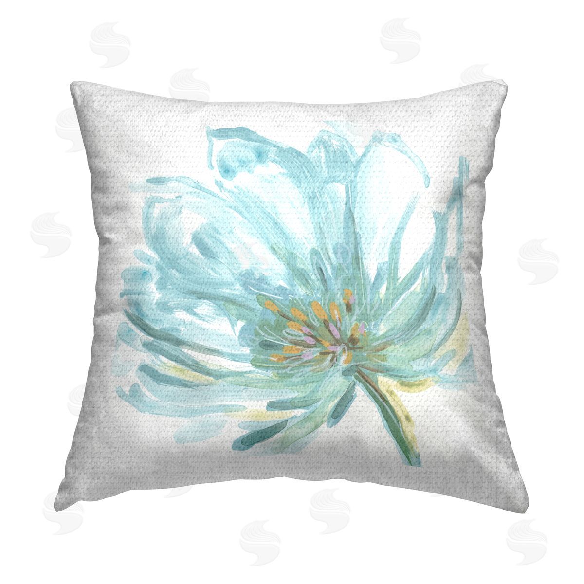 June Erica Vess Blue Blooming Flower Outdoor Quick-Dry Polyester Printed Throw Pillow