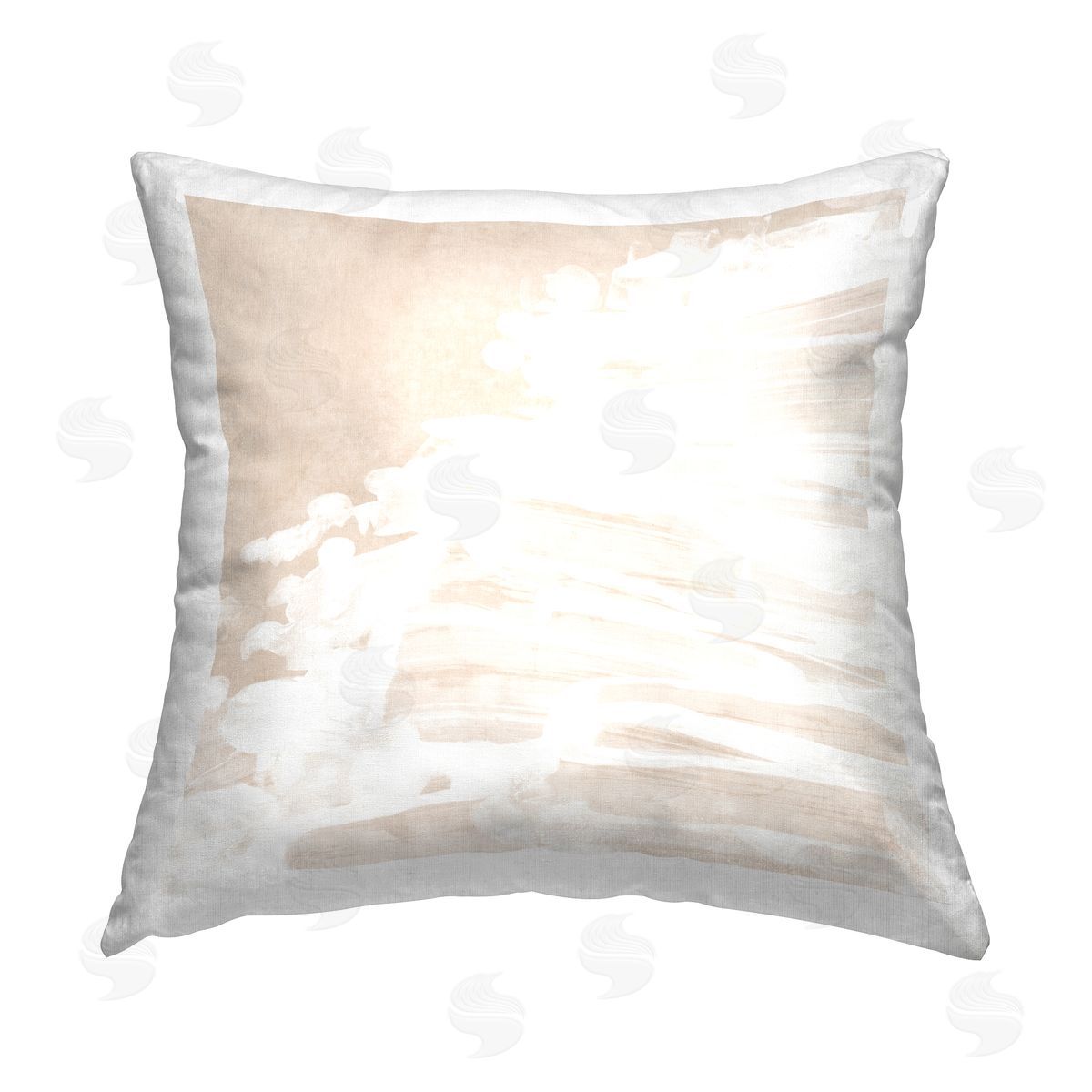 June Erica Vess Soft Beige Abstraction Printed Plush Polyester Throw Pillow