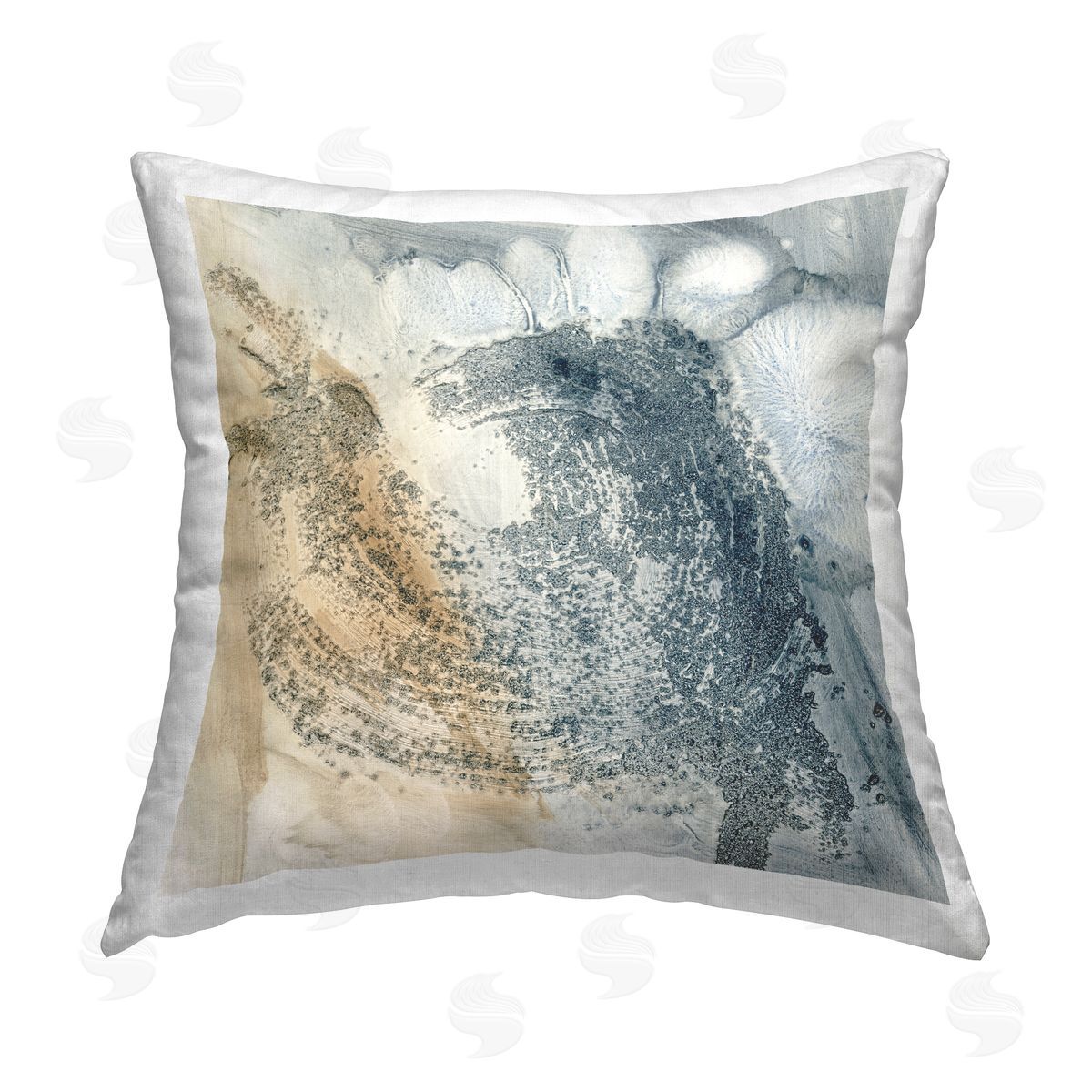 Ethan Harper Grey & Beige Abstract Printed Plush Polyester Throw Pillow