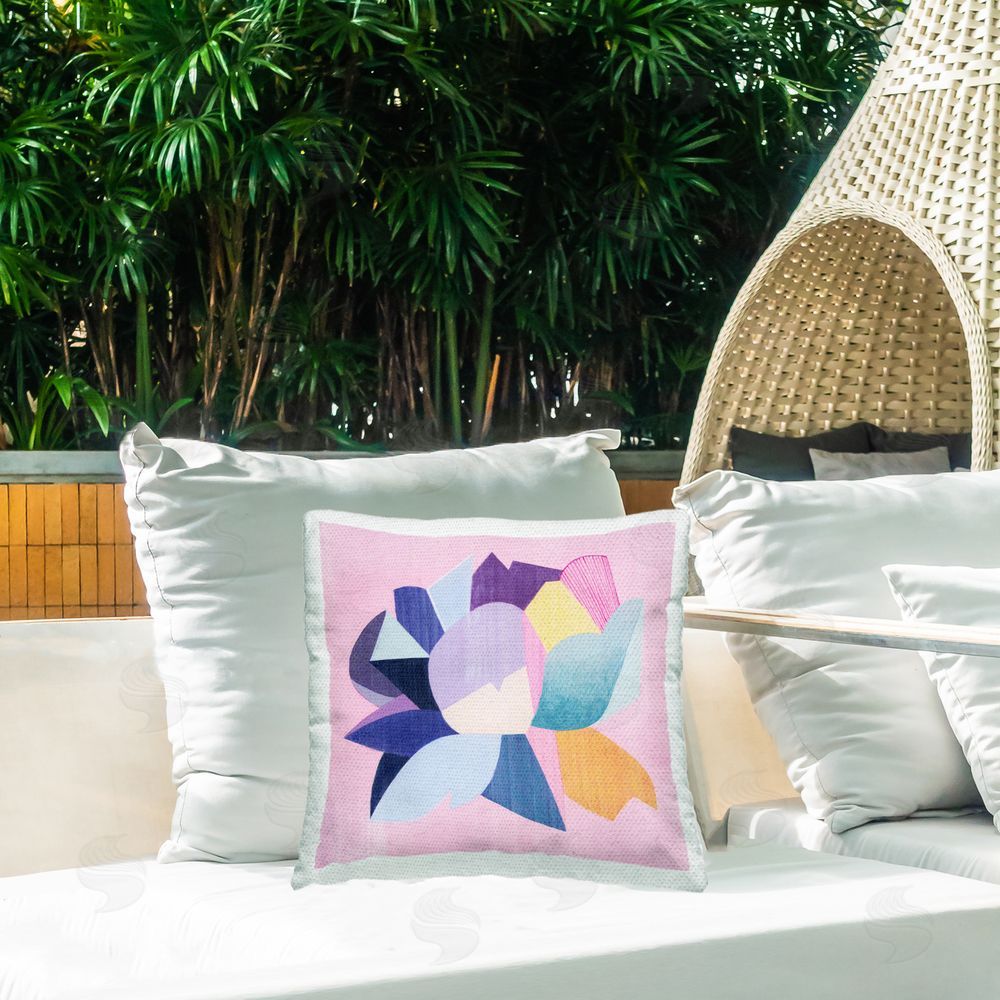 Grace Popp Modern Geometric Flower Outdoor Quick-Dry Polyester Printed Throw Pillow in Back Yard