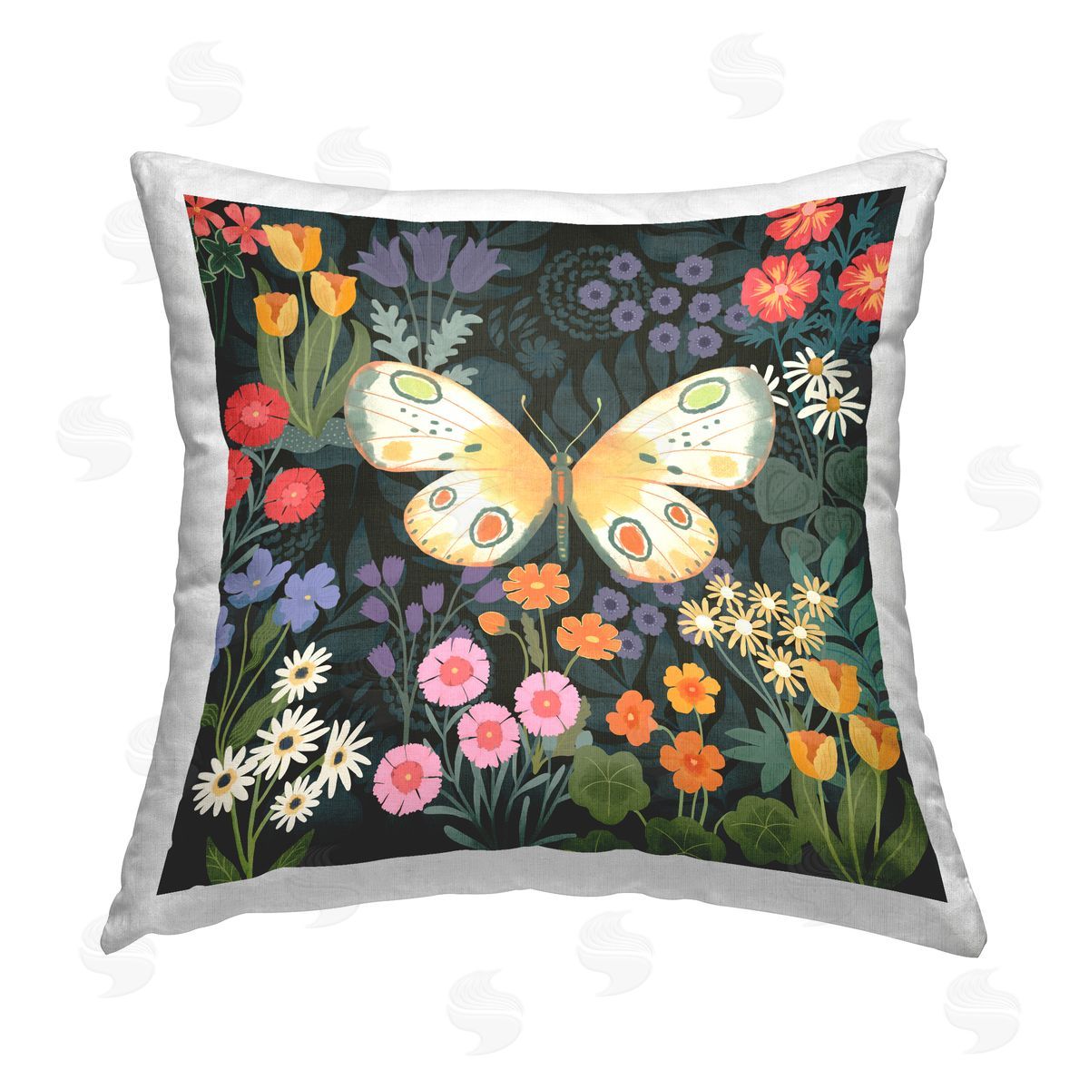 Jennifer Brinley rep. Levison Designs Patterned Moth in Garden Printed Plush Polyester Throw Pillow