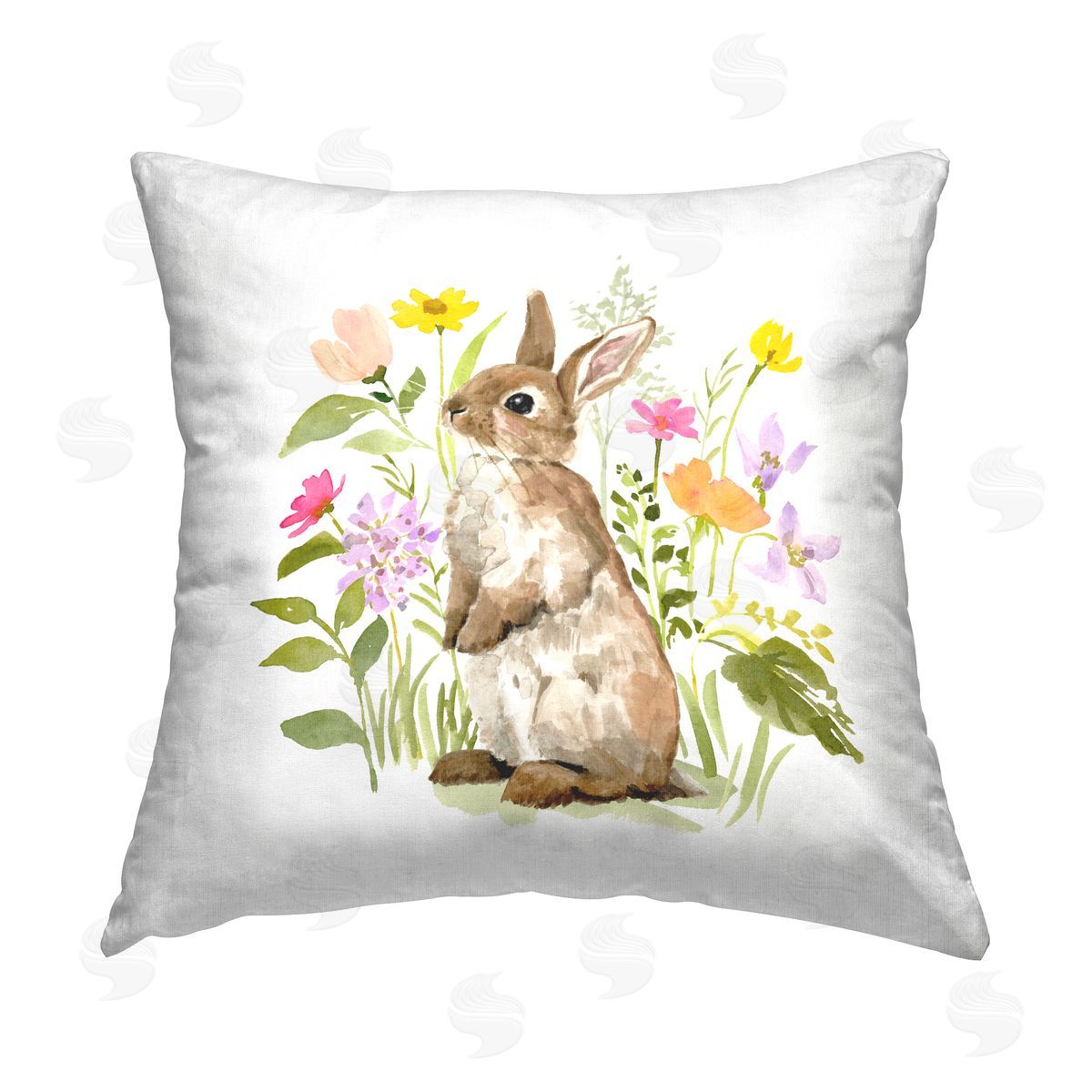 Victoria Barnes Bunny Peeking in Garden Printed Plush Polyester Throw Pillow