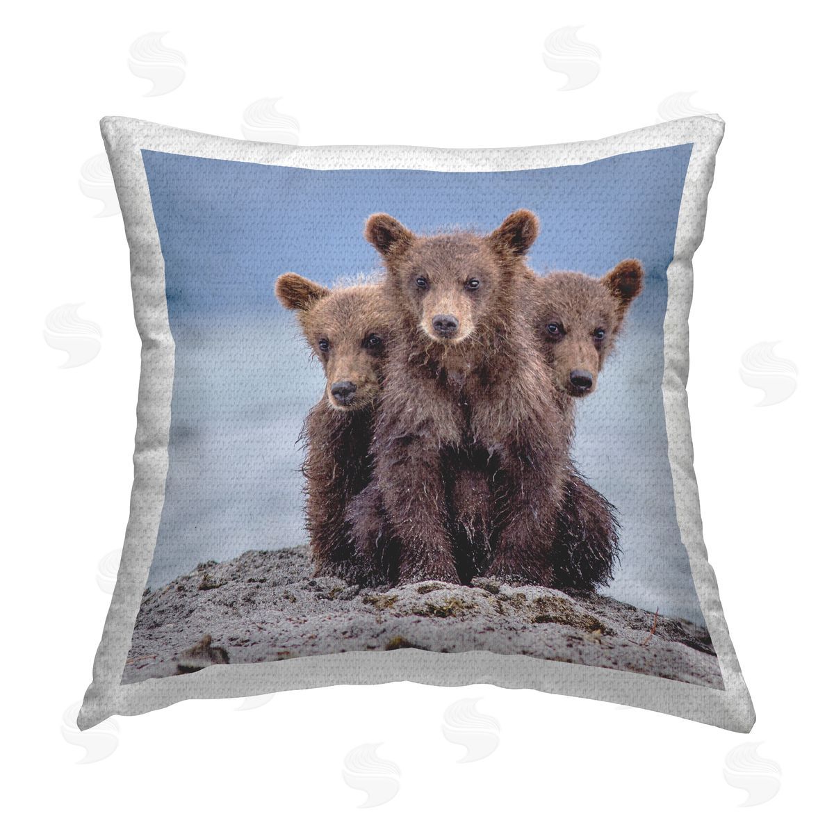 Paolo Mignosa Three Bear Cubs Outdoor Quick-Dry Polyester Printed Throw Pillow