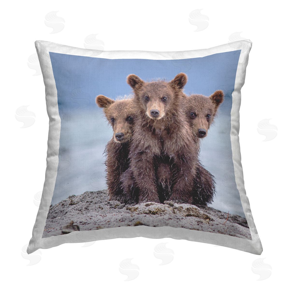 Paolo Mignosa Three Bear Cubs Printed Plush Polyester Throw Pillow