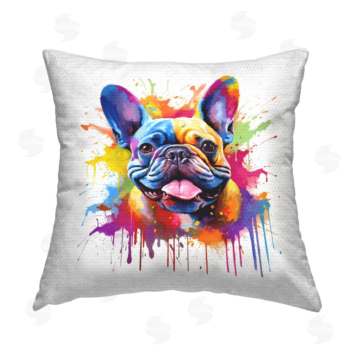 MB Cunningham French Bulldog Abstraction Outdoor Quick-Dry Polyester Printed Throw Pillow