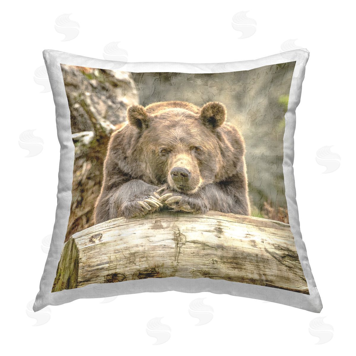 Kim Allen Bear Resting in Forest Printed Plush Polyester Throw Pillow