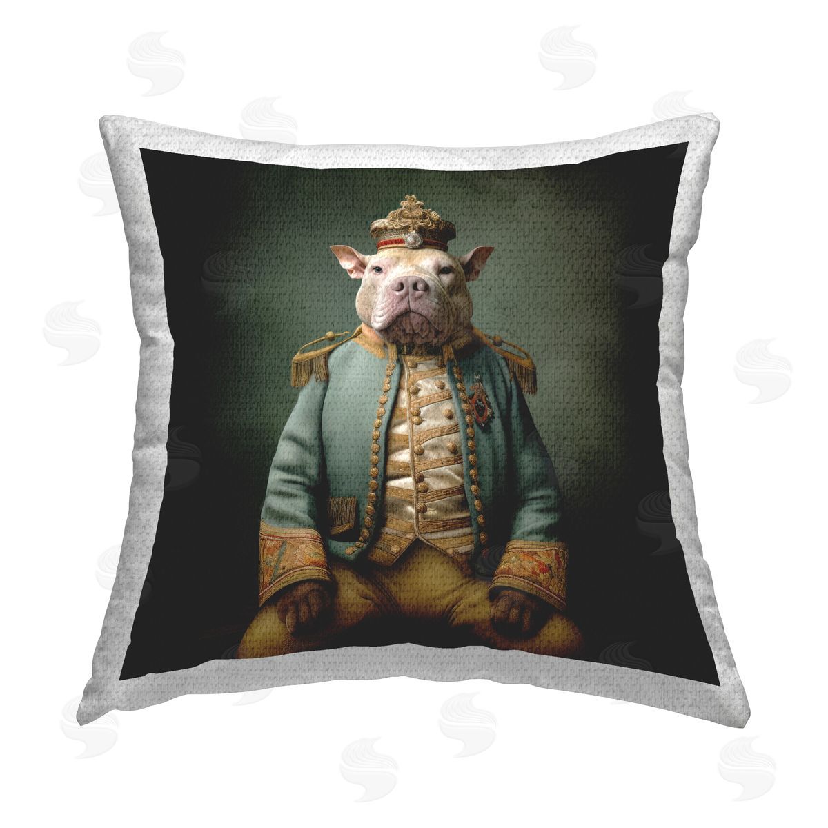 Lazar Studio Dog in Royal Fashion Outdoor Quick-Dry Polyester Printed Throw Pillow