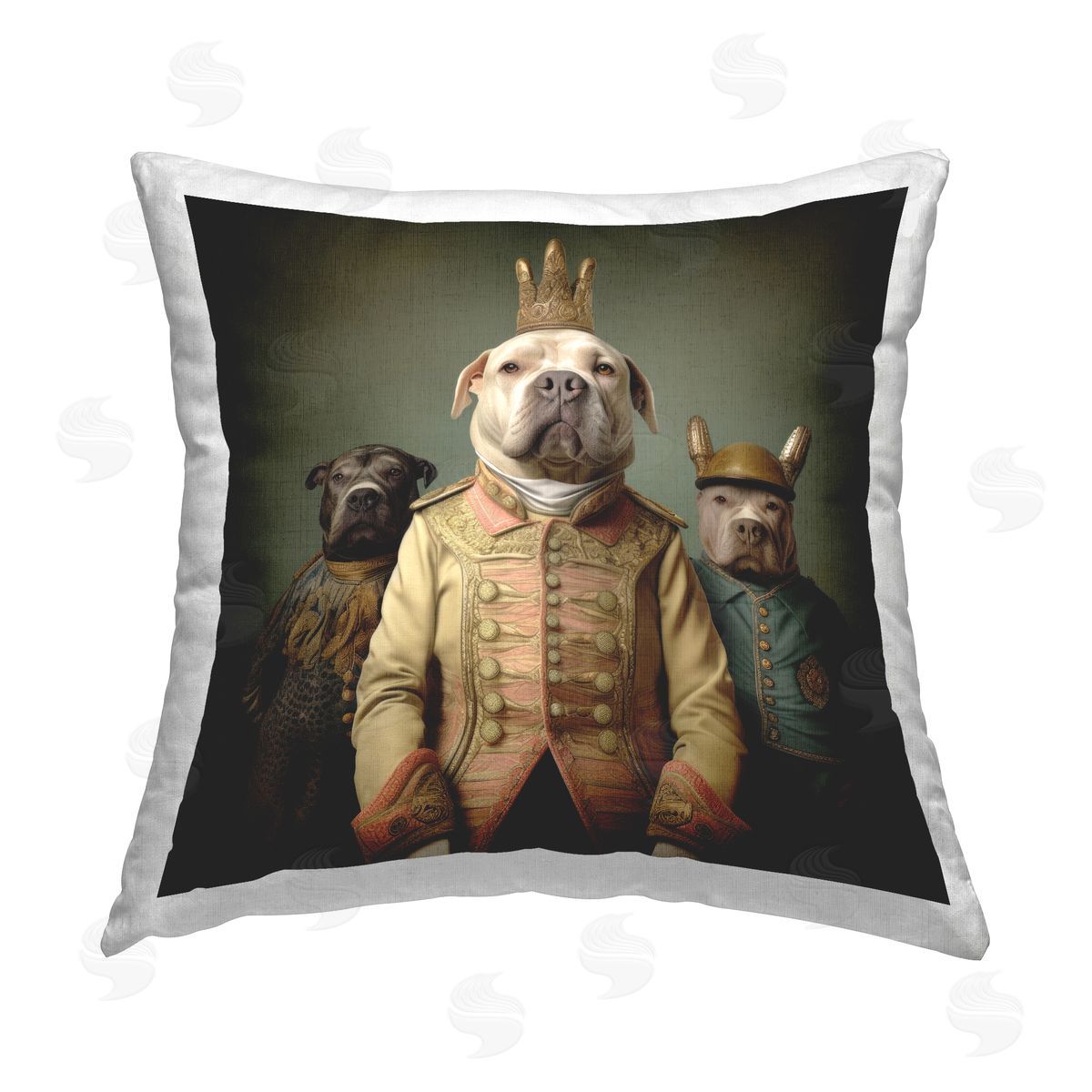 Lazar Studio Pit Bulls in Military Uniform Printed Plush Polyester Throw Pillow