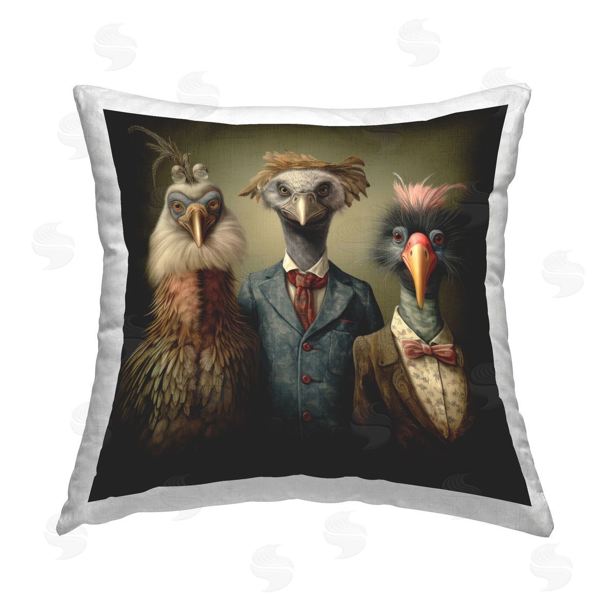 Lazar Studio Birds in Victorian Fashion Printed Plush Polyester Throw Pillow