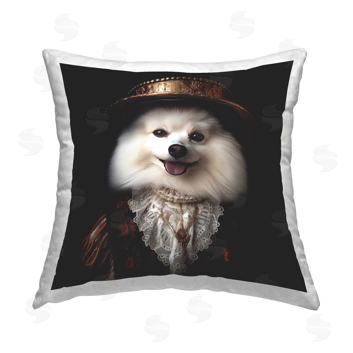 Lazar Studio Victorian Pomeranian Fashion Printed Plush Polyester Throw Pillow