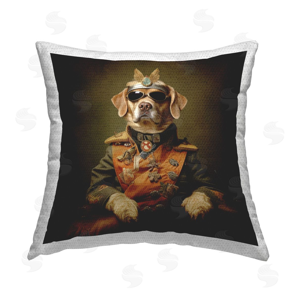 Lazar Studio Dog in Military Uniform Outdoor Quick-Dry Polyester Printed Throw Pillow