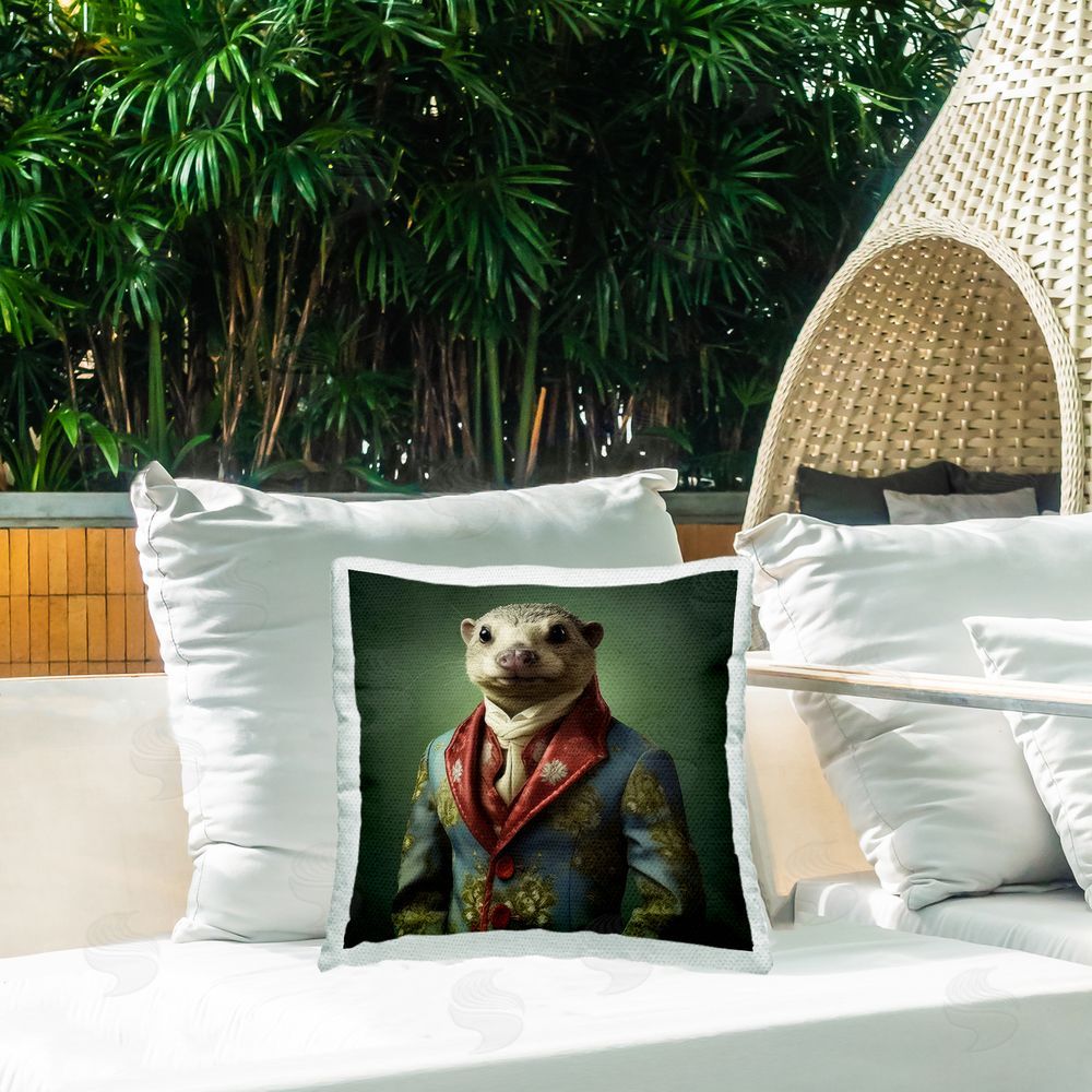 Lazar Studio Wild Otter Fashionable Suit Outdoor Quick-Dry Polyester Printed Throw Pillow in Back Yard