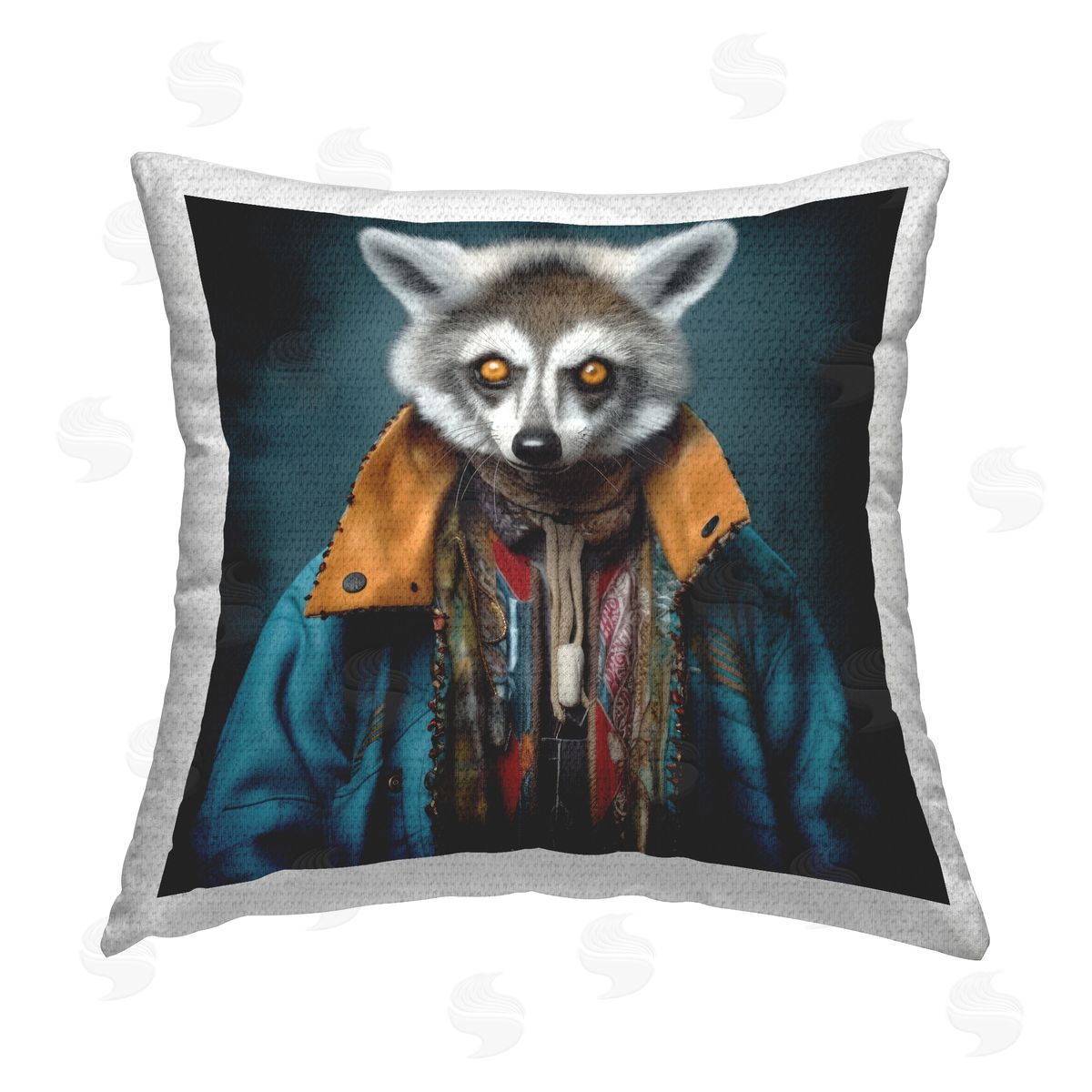 Lazar Studio Raccoon in Trendy Jacket Outdoor Quick-Dry Polyester Printed Throw Pillow