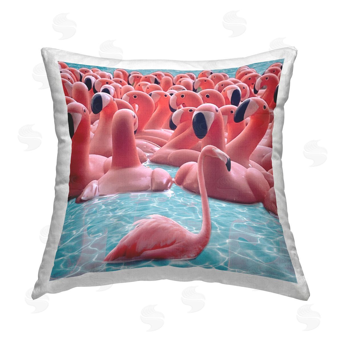 Ziwei Li Summer Flamingos in Pool Printed Plush Polyester Throw Pillow