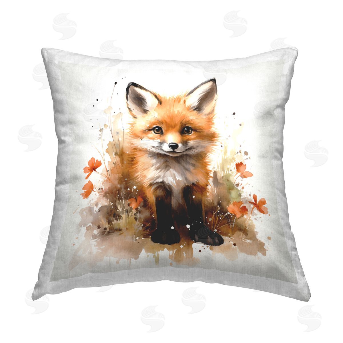 Ryley Gray Kit Fox Among Flowers Printed Plush Polyester Throw Pillow