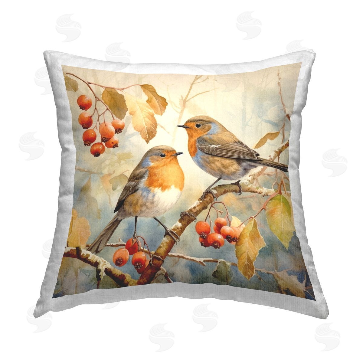 Ryley Gray Birds on Persimmon Tree Printed Plush Polyester Throw Pillow