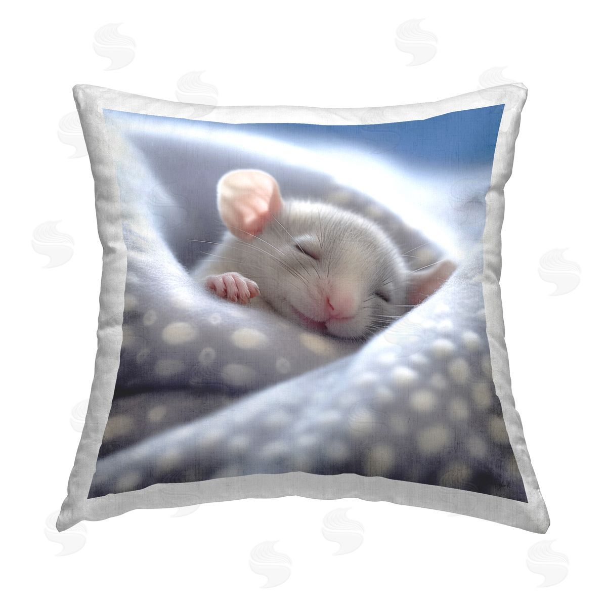 Roozbeh Fuzzy Sleeping Mouse Printed Plush Polyester Throw Pillow