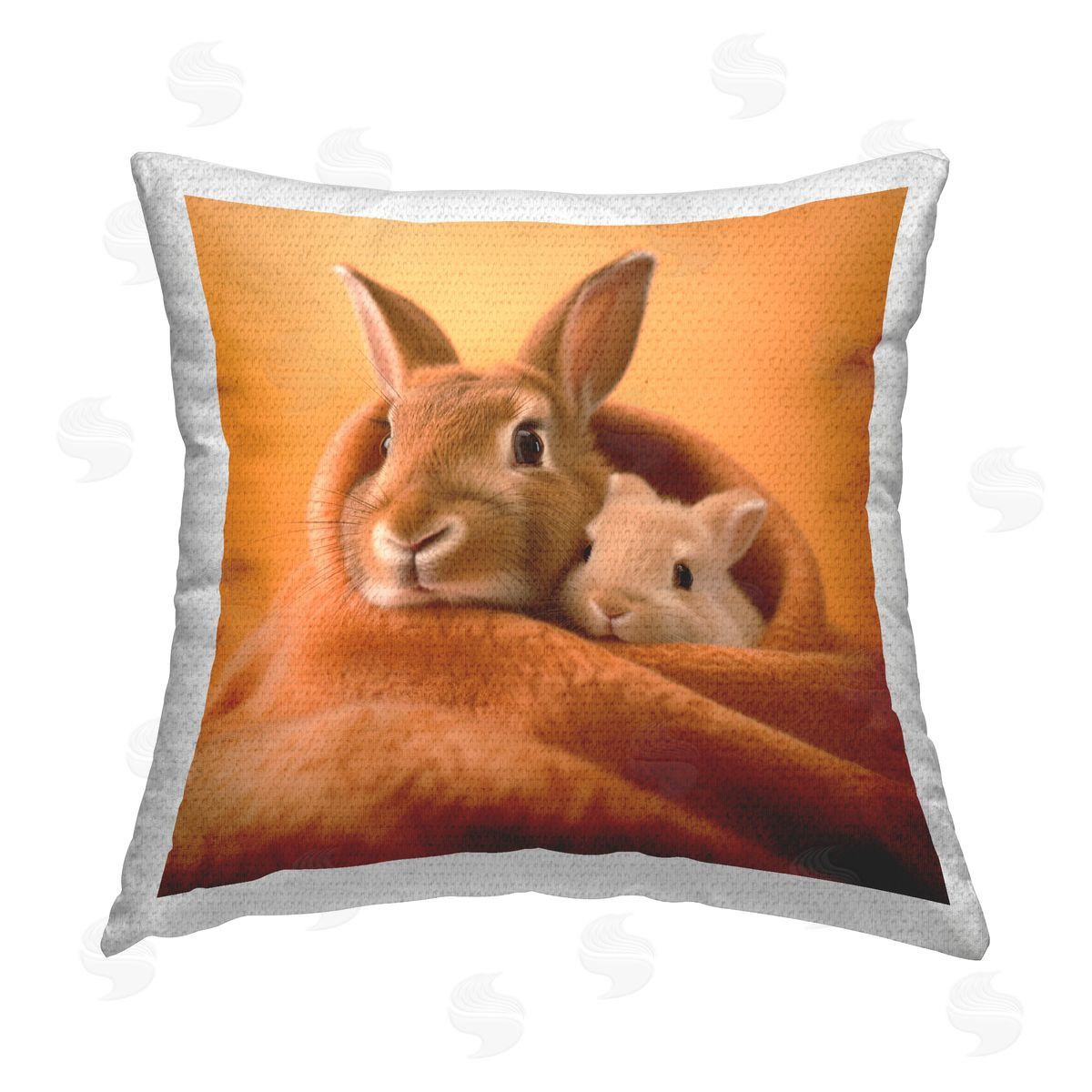 Roozbeh Cuddling Baby Rabbits Outdoor Quick-Dry Polyester Printed Throw Pillow