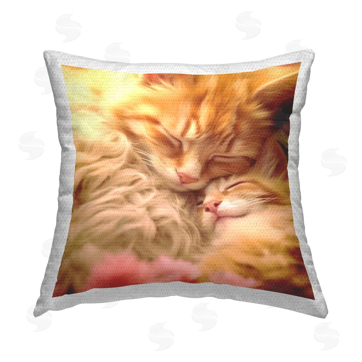 Roozbeh Cuddling Orange Kittens Outdoor Quick-Dry Polyester Printed Throw Pillow