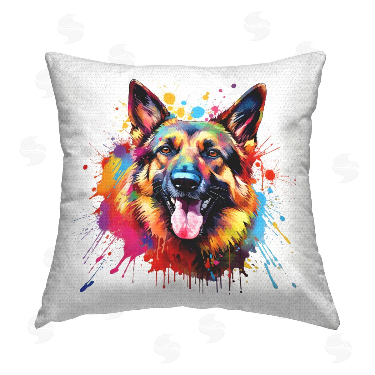 MB Cunningham German Shepherd with Splatter Outdoor Quick-Dry Polyester Printed Throw Pillow