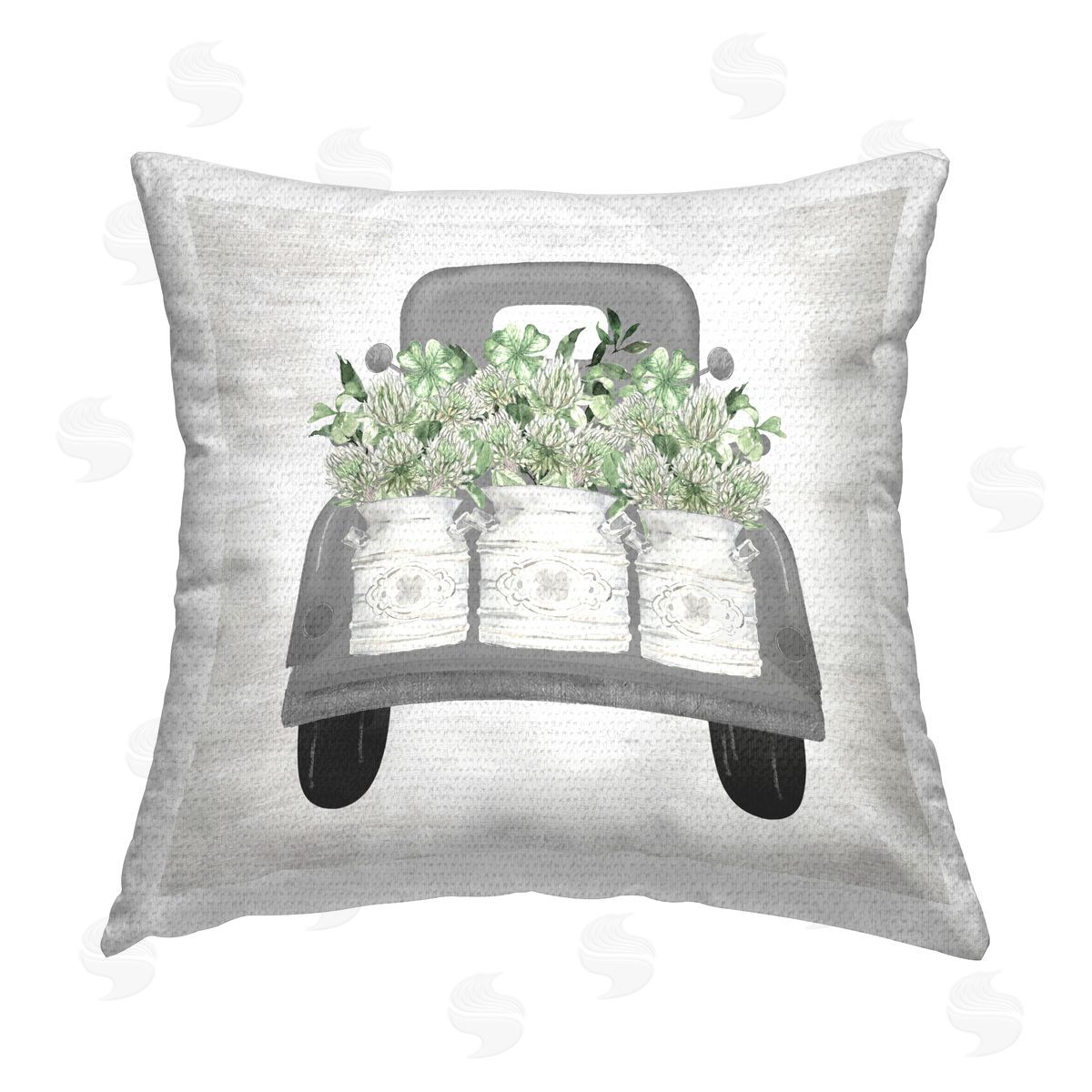 Lettered and Lined Rustic Pickup with Shamrocks Outdoor Quick-Dry Polyester Printed Throw Pillow