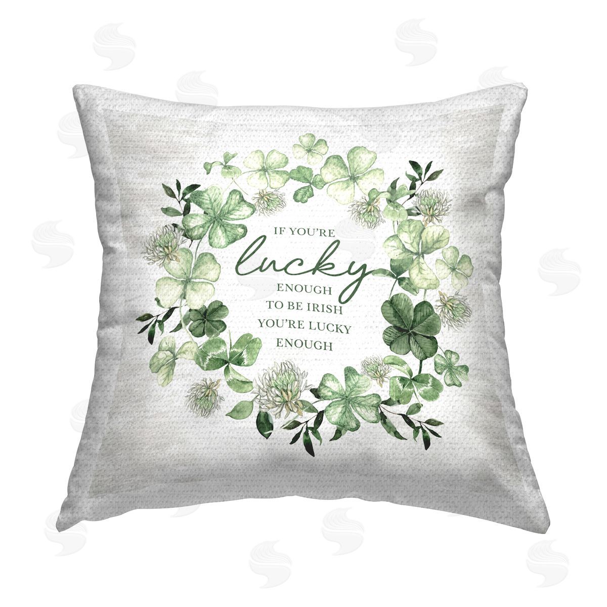 Lettered and Lined Lucky To Be Irish Wreath Outdoor Quick-Dry Polyester Printed Throw Pillow