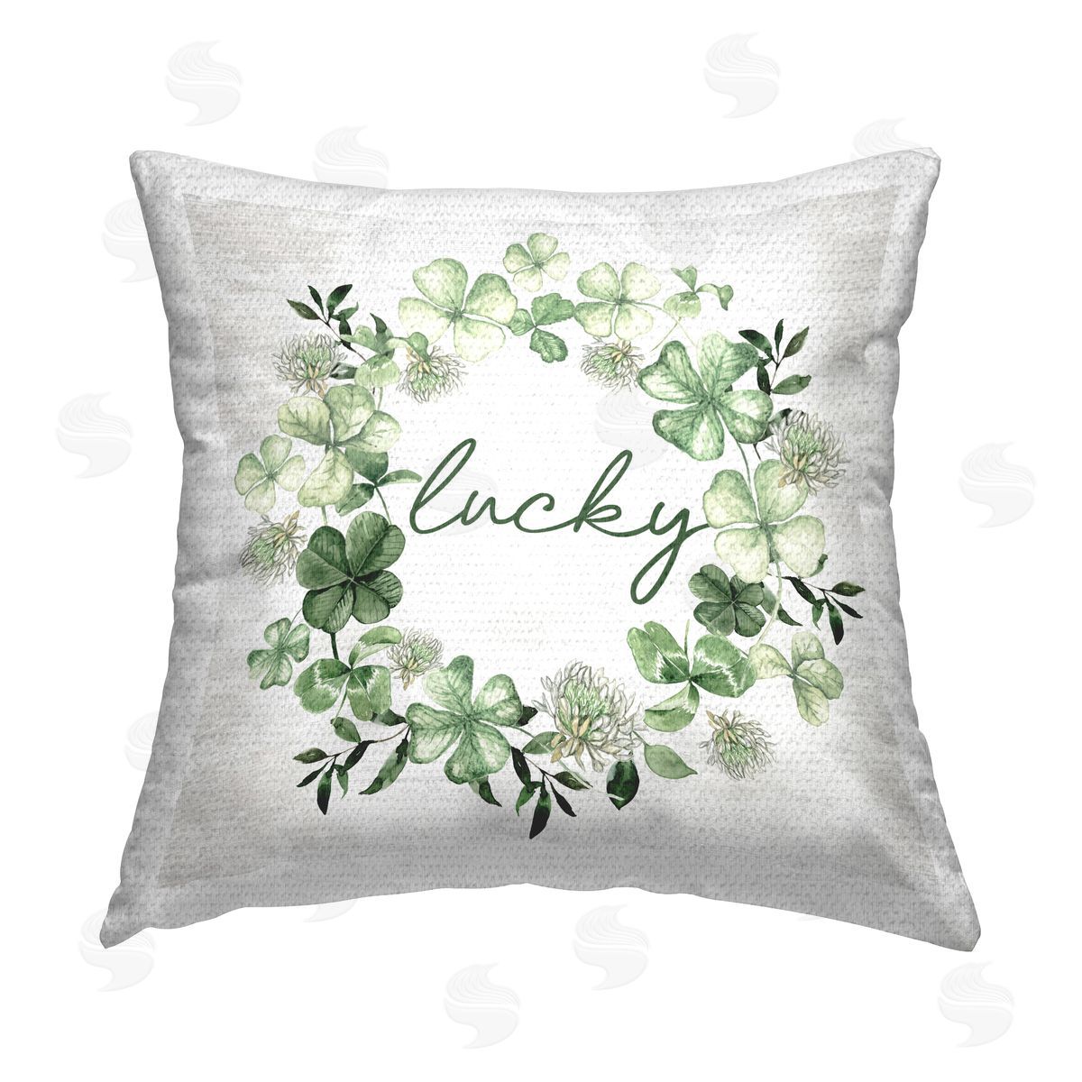 Lettered and Lined Lucky Irish Wreath Outdoor Quick-Dry Polyester Printed Throw Pillow