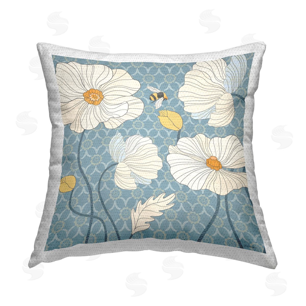 Jennifer Brinley rep. Levison Designs Florals on Trellis Pattern Outdoor Quick-Dry Polyester Printed Throw Pillow