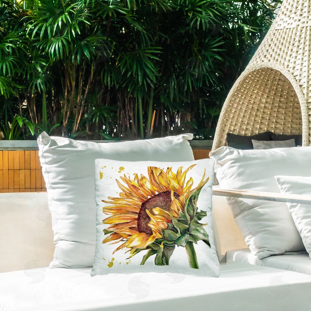 Studio 731 rep. Levison Designs Modern Sunflower Bloom Outdoor Quick-Dry Polyester Printed Throw Pillow in Back Yard