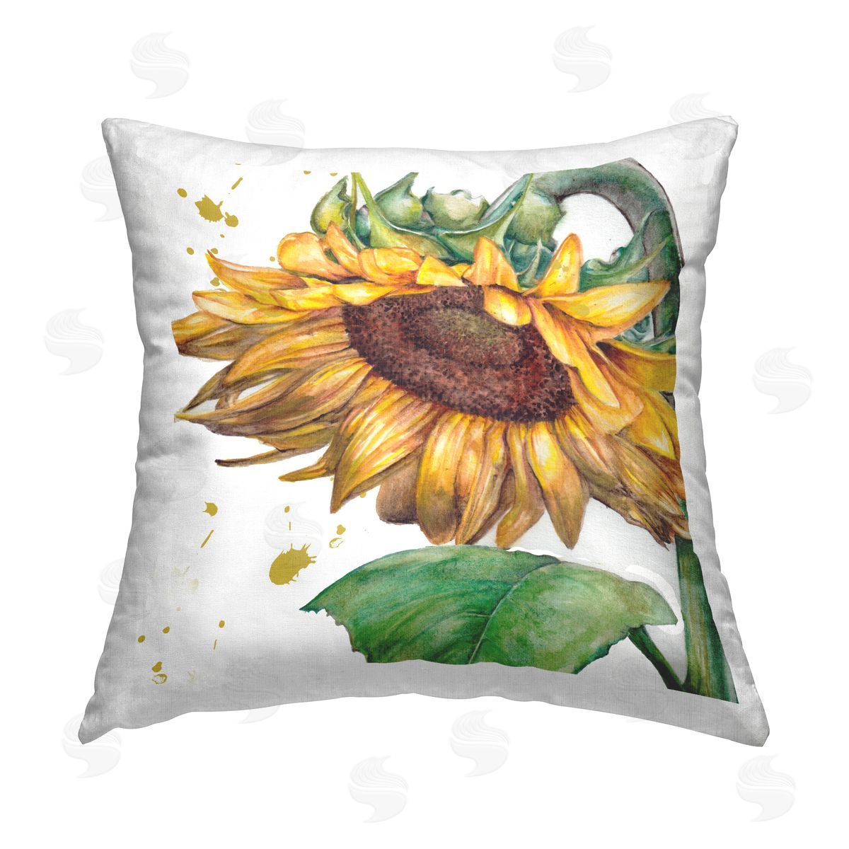 Studio 731 rep. Levison Designs Drooping Sunflower Bloom Printed Plush Polyester Throw Pillow