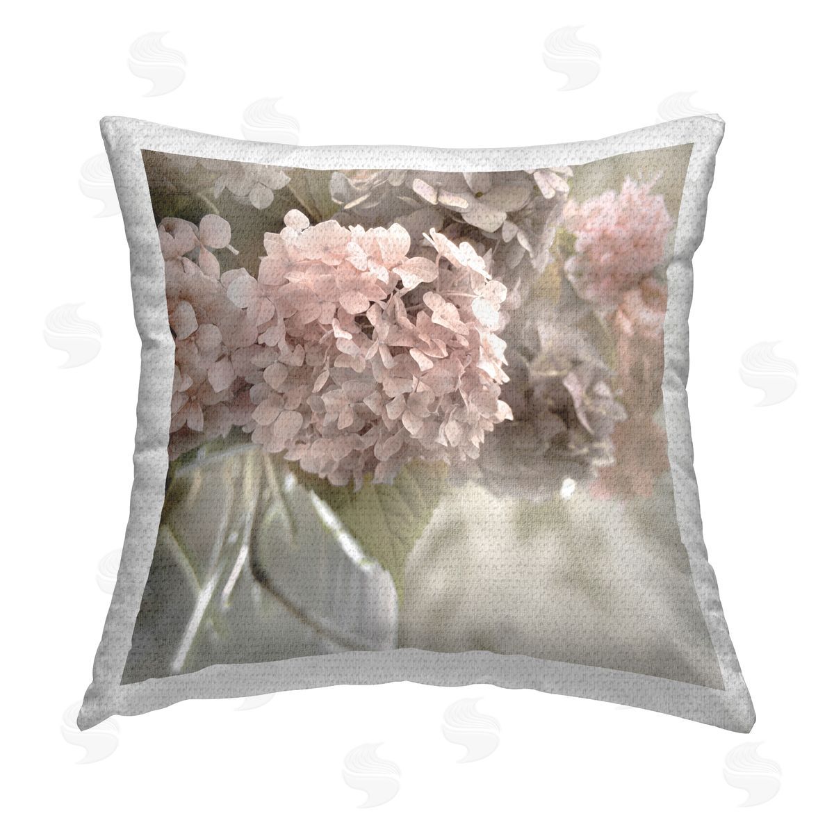 Irene Weisz Detailed Pink Hydrangea Outdoor Quick-Dry Polyester Printed Throw Pillow