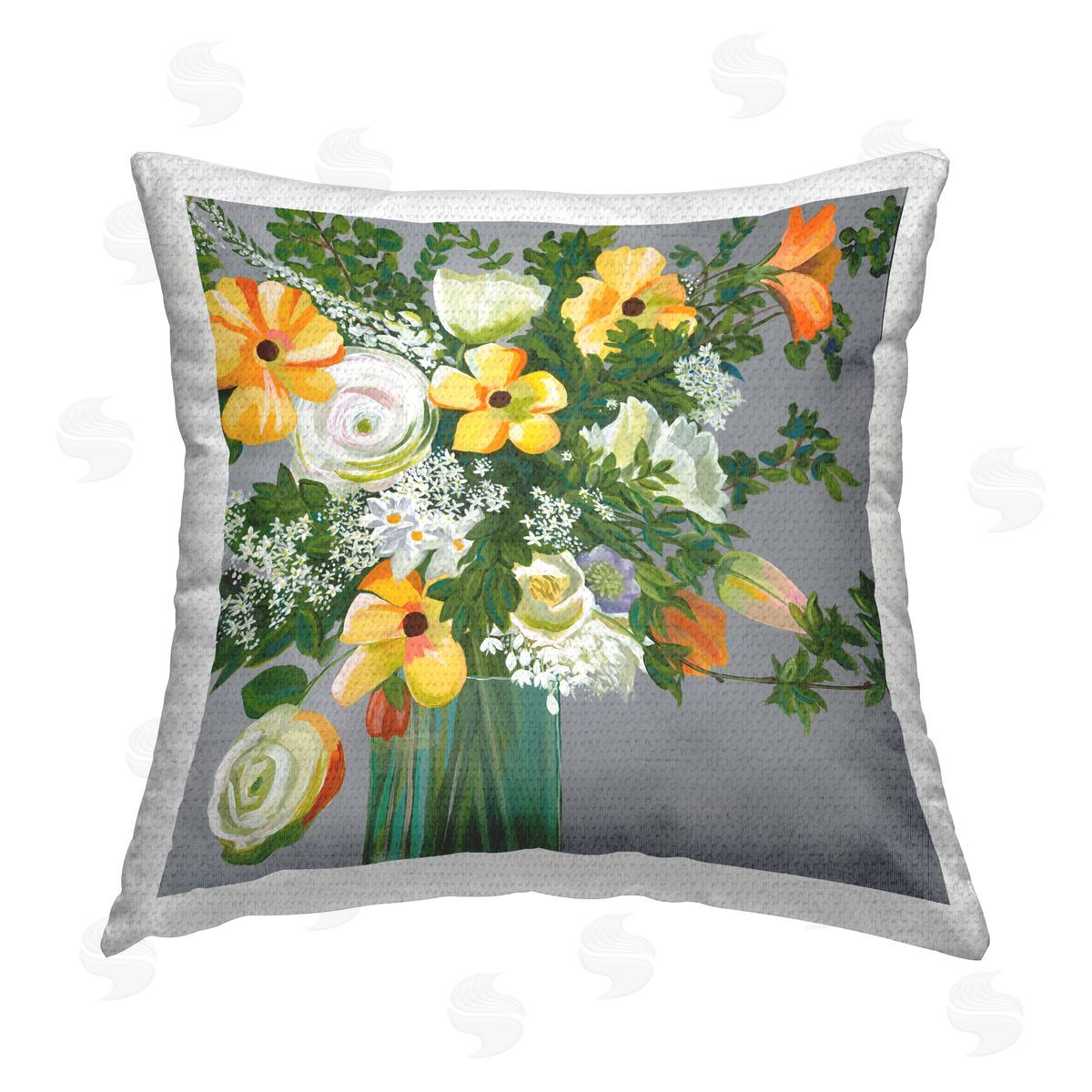 Fab Funky Blooming Bold Bouquet Outdoor Quick-Dry Polyester Printed Throw Pillow