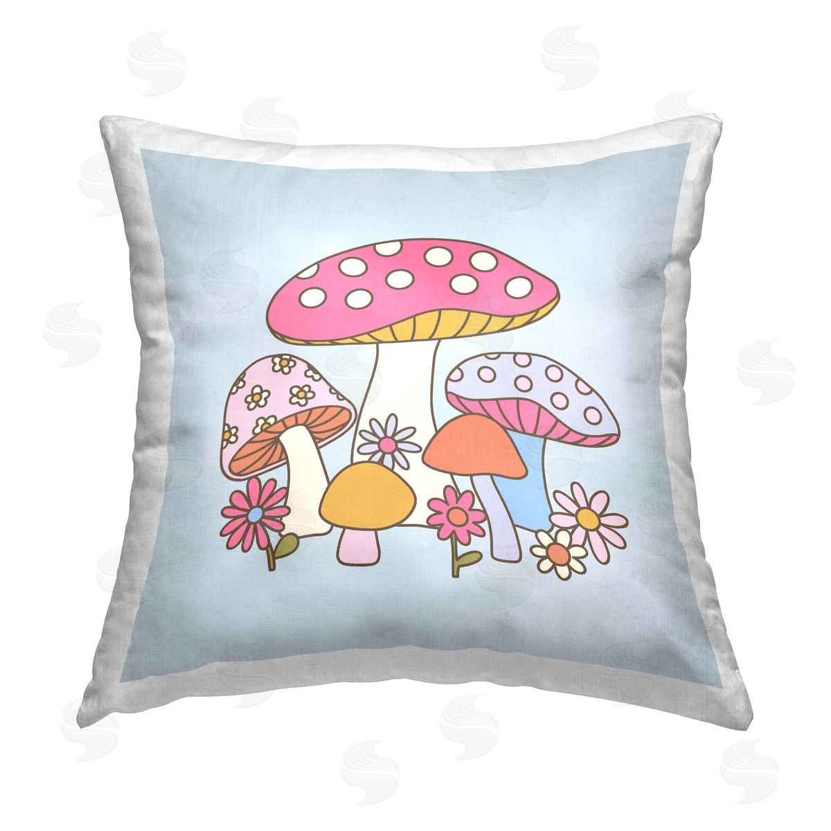 Victoria Barnes Groovy Patterned Mushrooms Printed Plush Polyester Throw Pillow