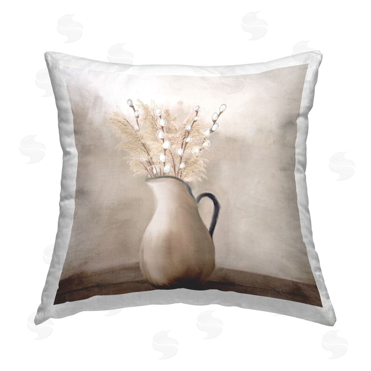Kim Allen Pussy Willow Still Life Printed Plush Polyester Throw Pillow
