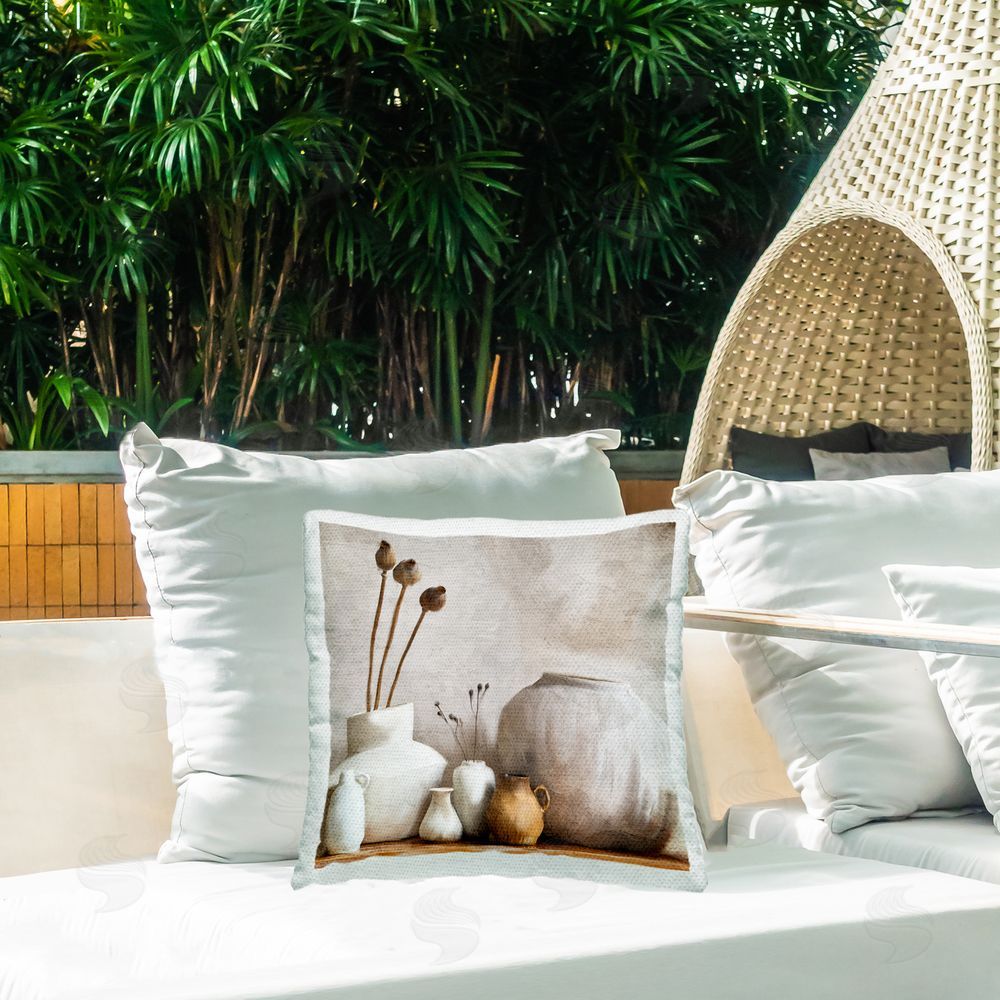 Kim Allen Country Jugs Still Life Outdoor Quick-Dry Polyester Printed Throw Pillow in Back Yard