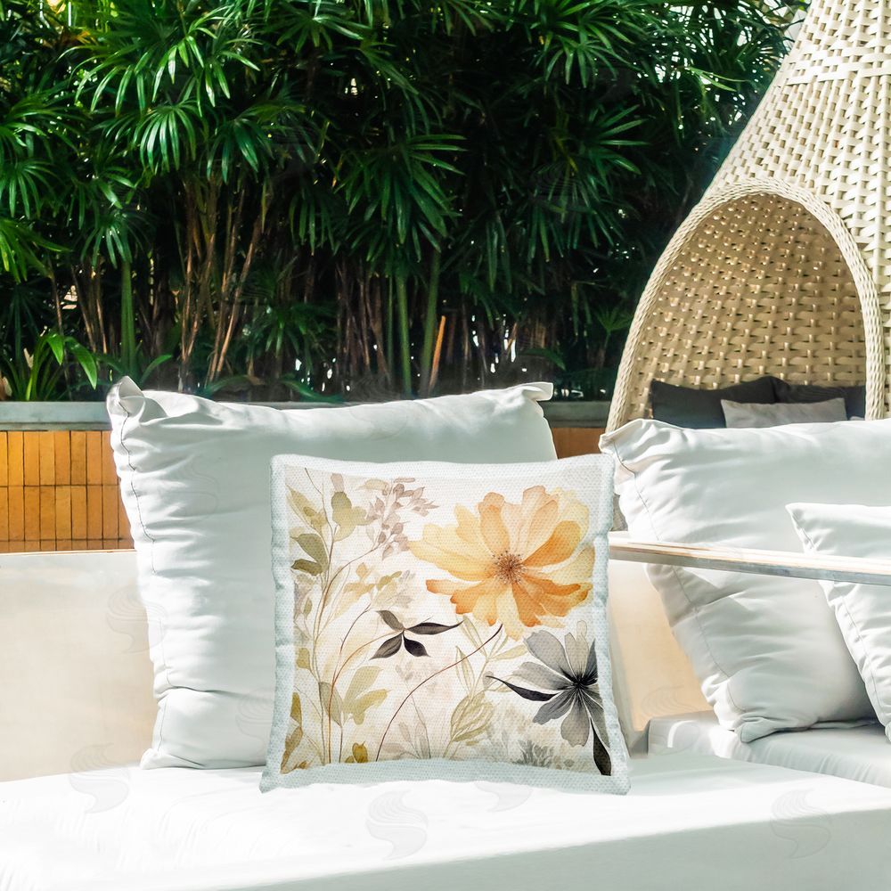 Lazar Studio Lush Botanical Serenity Outdoor Quick-Dry Polyester Printed Throw Pillow in Back Yard