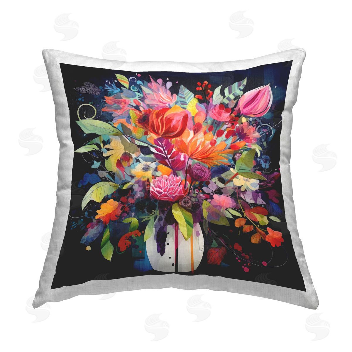 Lazar Studio Vivid Flower Expression Printed Plush Polyester Throw Pillow