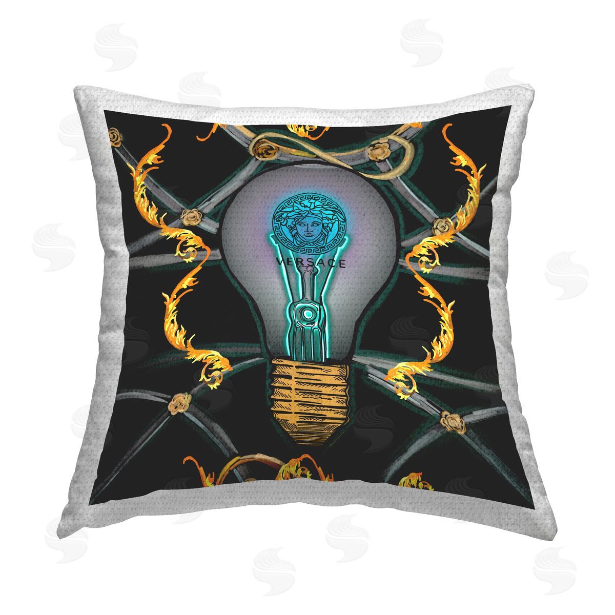Amelia Noyes Chic Glam Lightbulb  Outdoor Quick-Dry Polyester Printed Throw Pillow