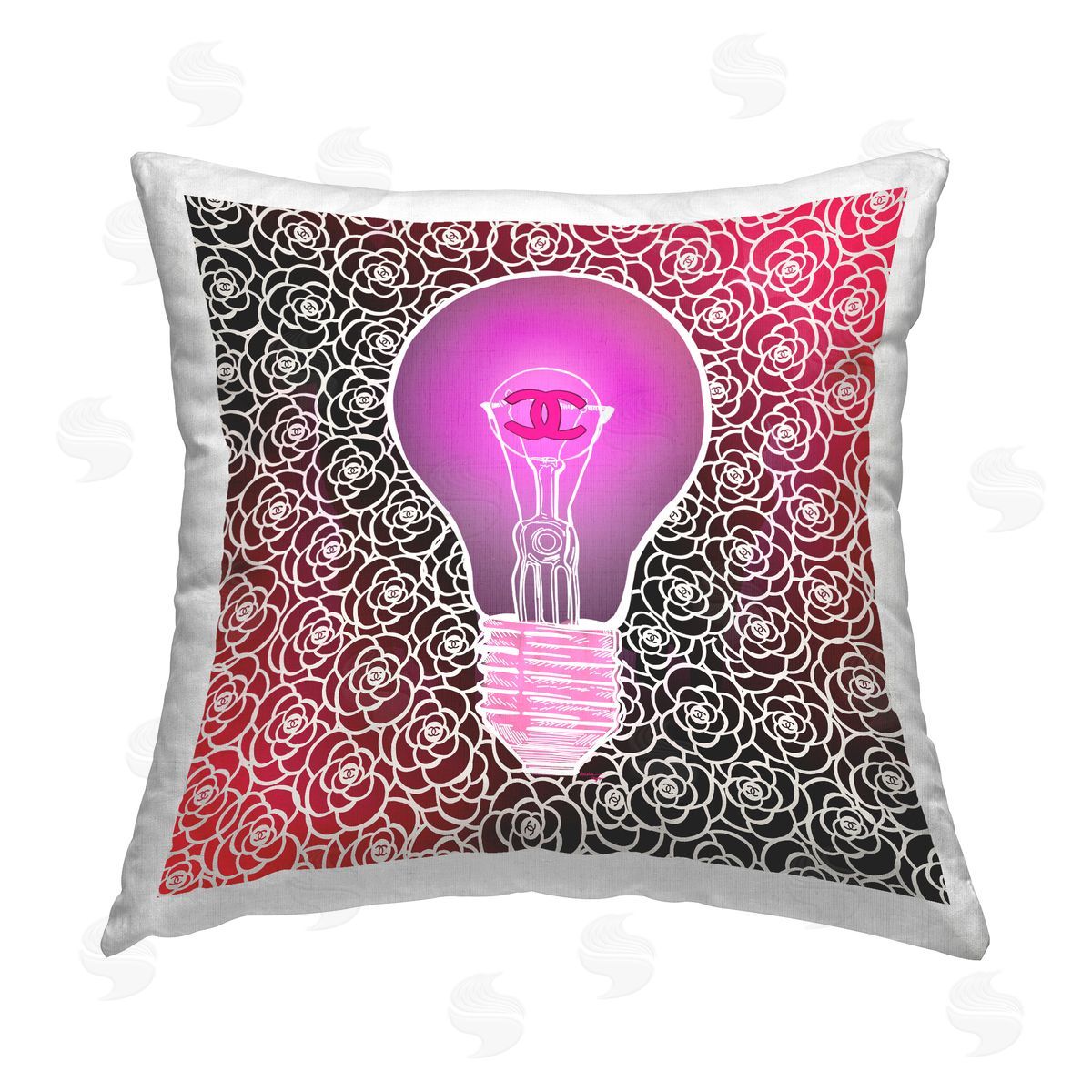 Amelia Noyes Floral Patterned Lightbulb Printed Plush Polyester Throw Pillow