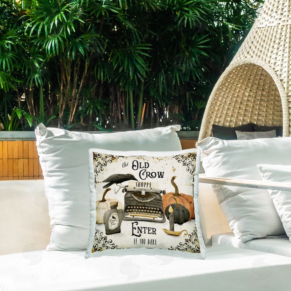 Deane Beesley Vintage Halloween Shoppe Outdoor Quick-Dry Polyester Printed Throw Pillow in Back Yard