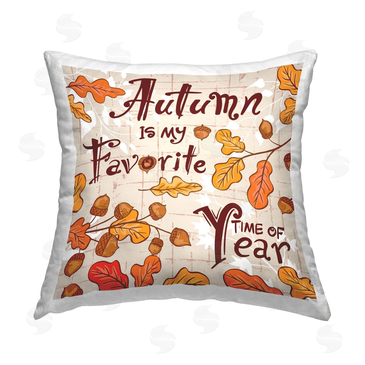 Diane Labombarbe Autumn Phrase & Foliage Printed Plush Polyester Throw Pillow