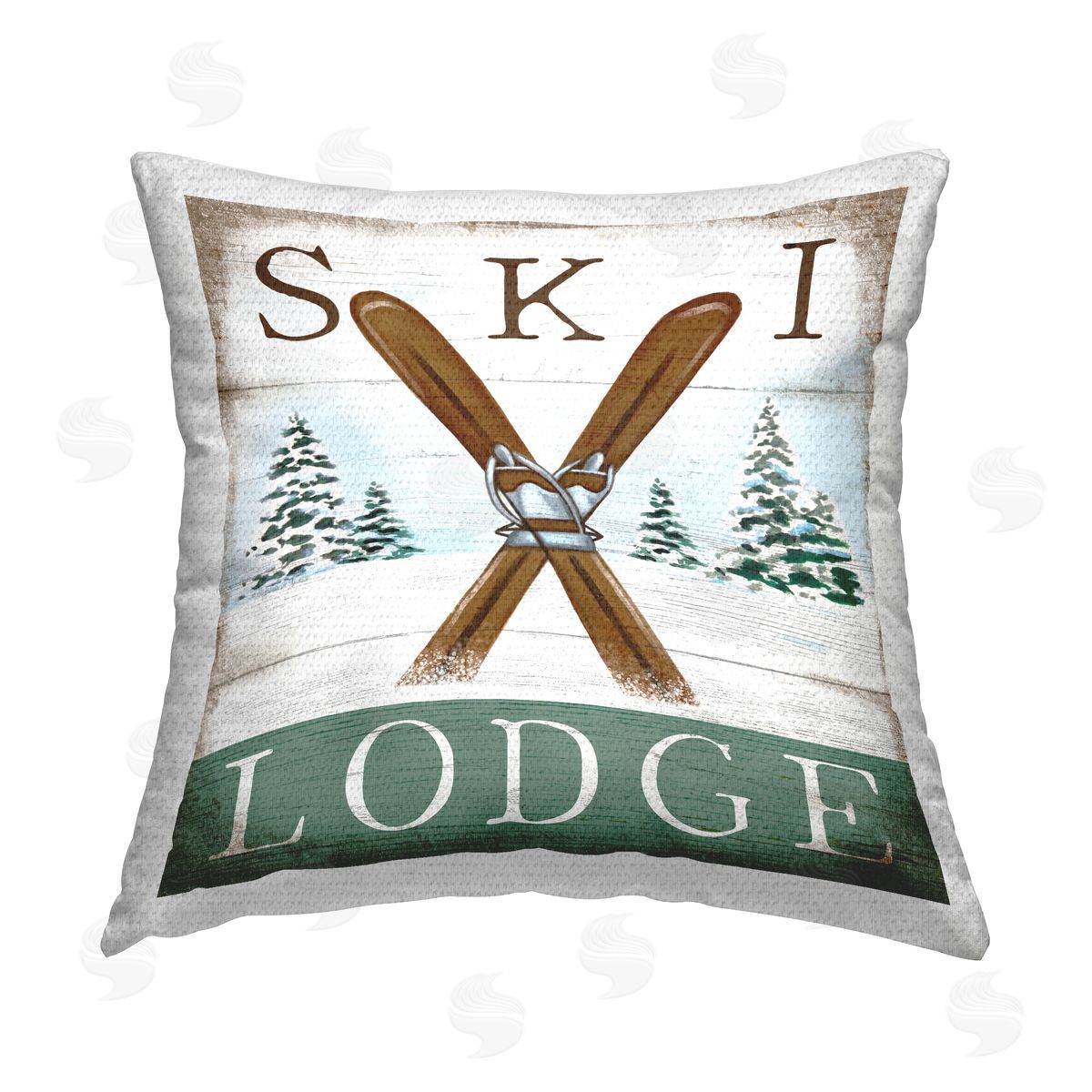 Elizabeth Tyndall Vintage Ski Lodge Outdoor Quick-Dry Polyester Printed Throw Pillow