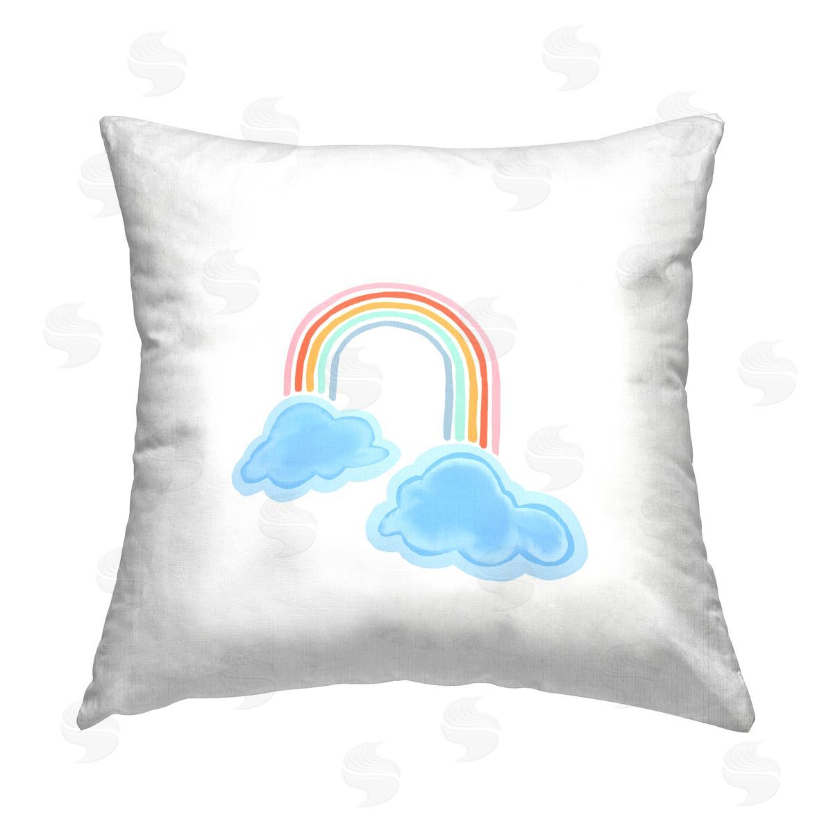 Amelia Noyes Whimsical Rainbow on White Printed Plush Polyester Throw Pillow