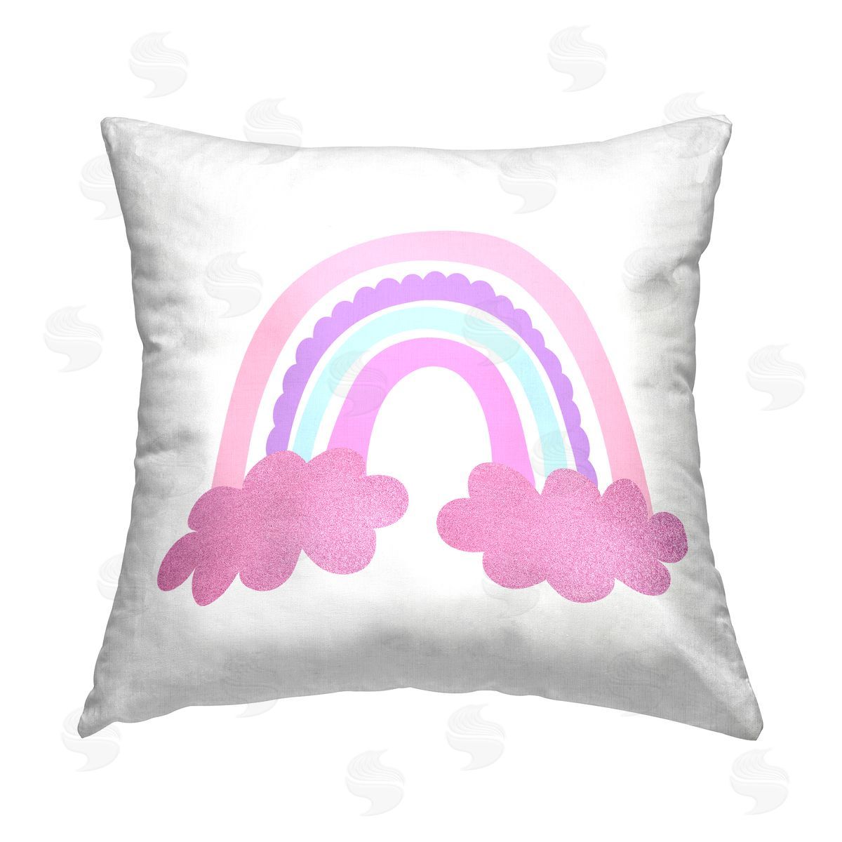 Kim Allen Fun Pink Rainbow Printed Plush Polyester Throw Pillow