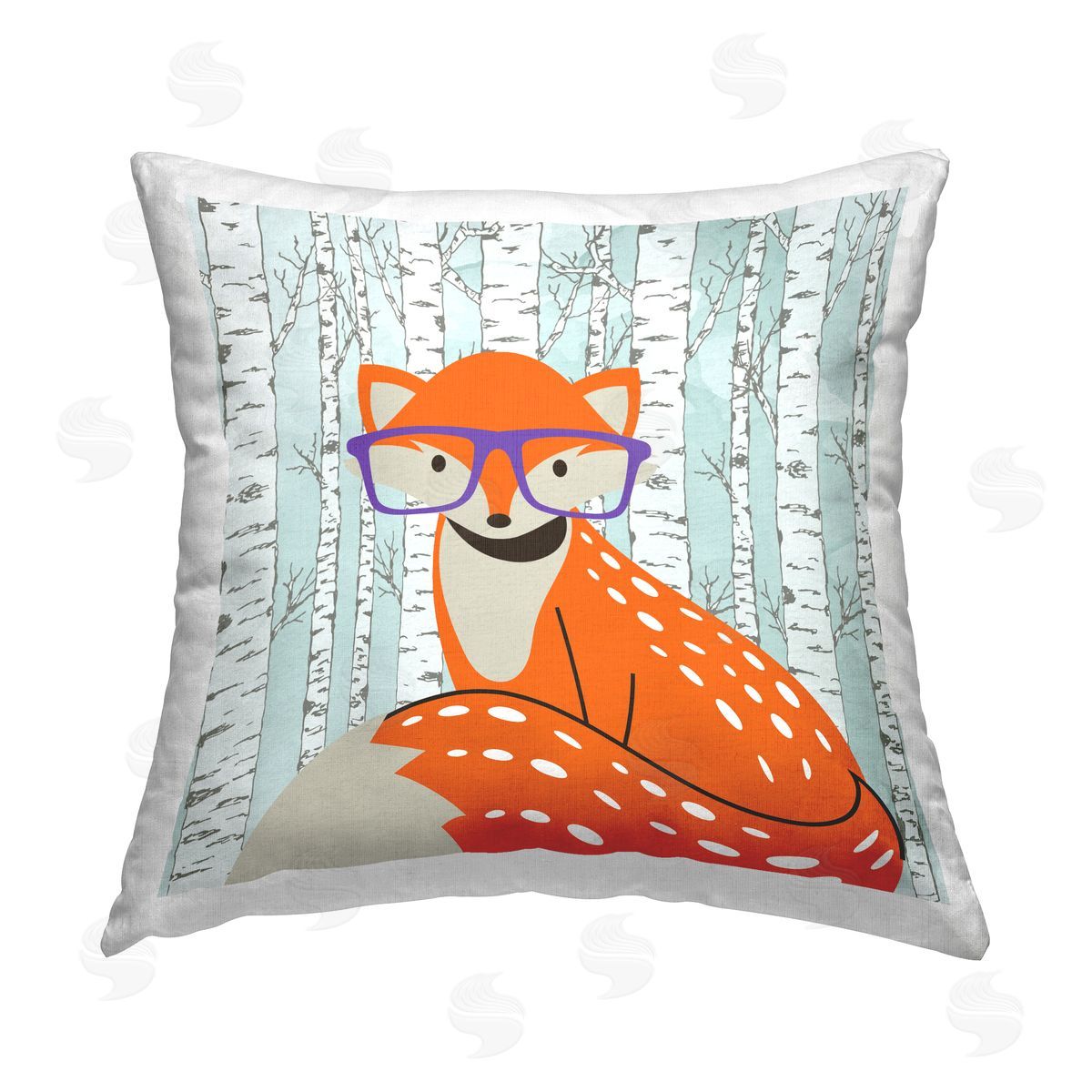 Kim Allen Fox & Birch Trees Printed Plush Polyester Throw Pillow