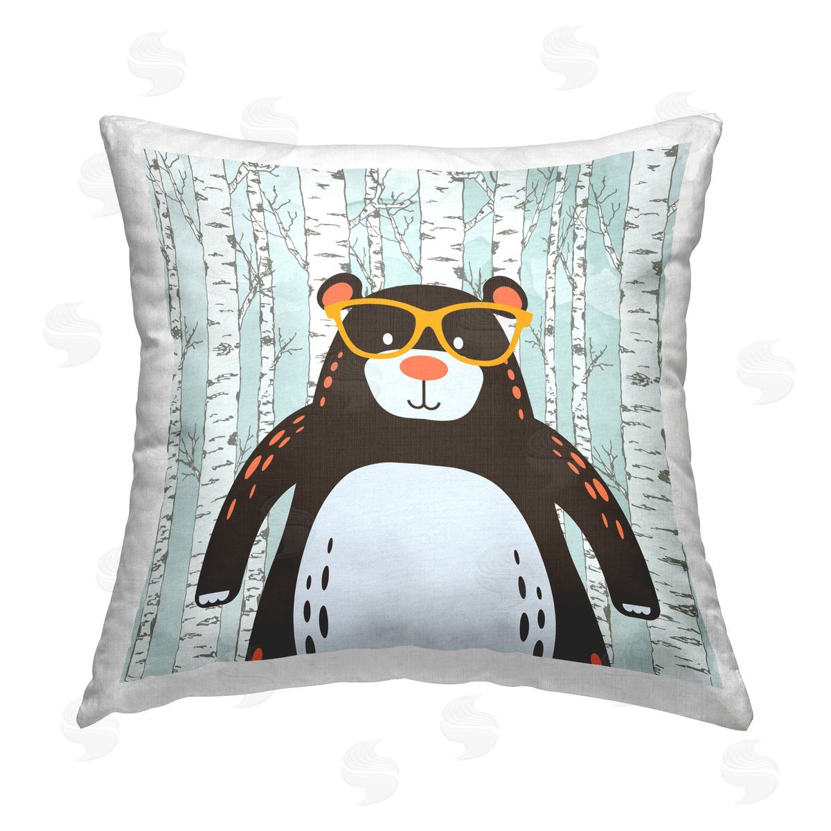Kim Allen Bear & Birch Trees Printed Plush Polyester Throw Pillow