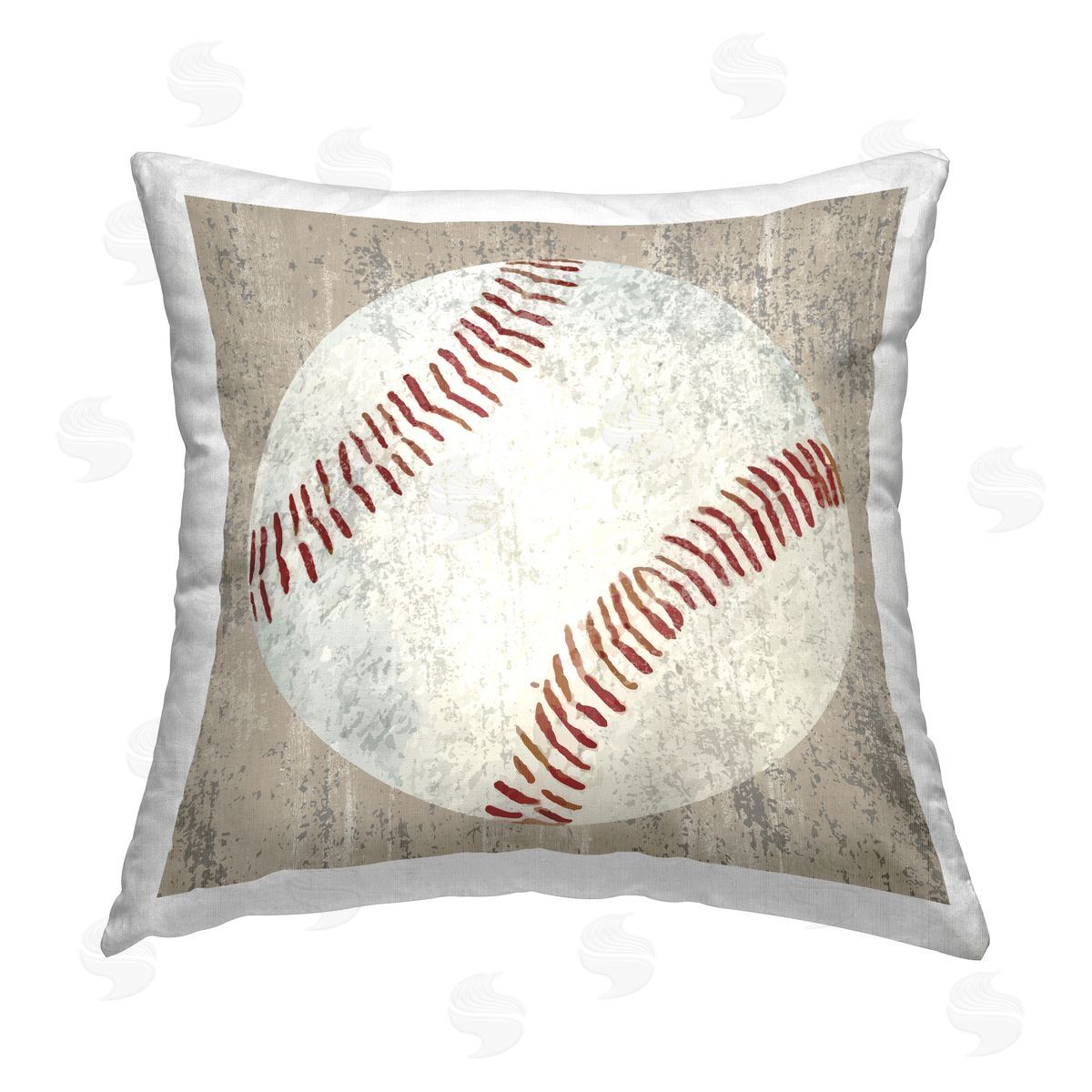 Kim Allen Rustic Natural Baseball Printed Plush Polyester Throw Pillow