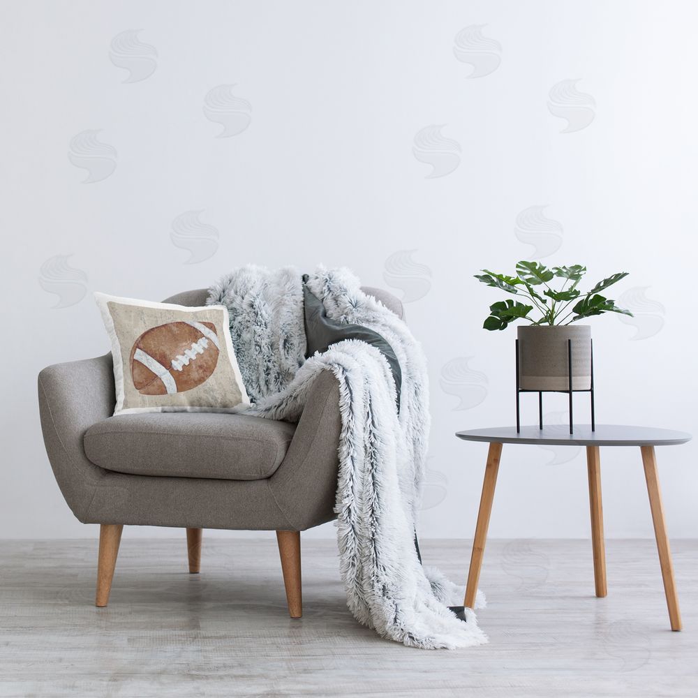 Kim Allen Rustic American Football Printed Plush Polyester Throw Pillow On Chair