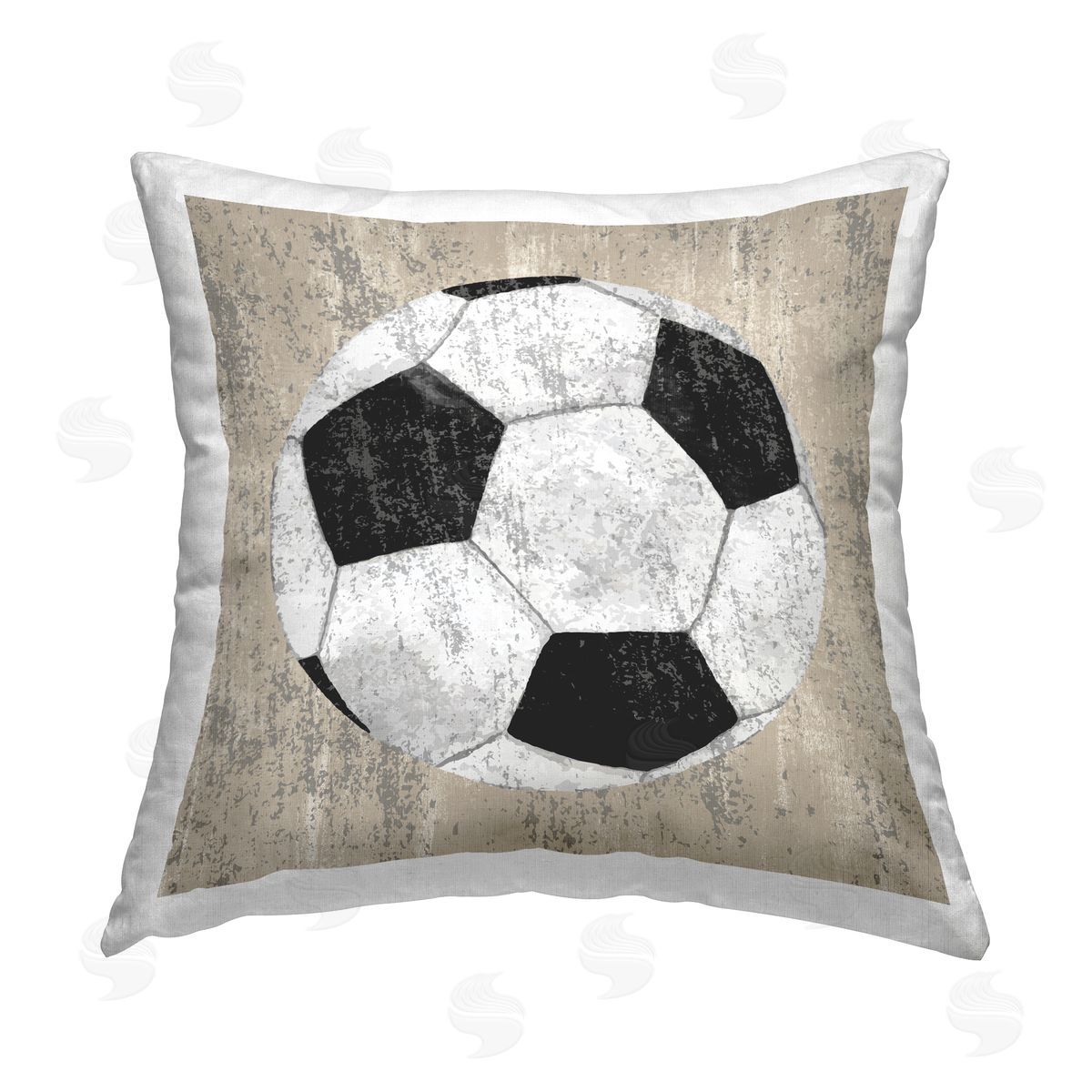 Kim Allen Rustic Natural Soccer Ball Printed Plush Polyester Throw Pillow