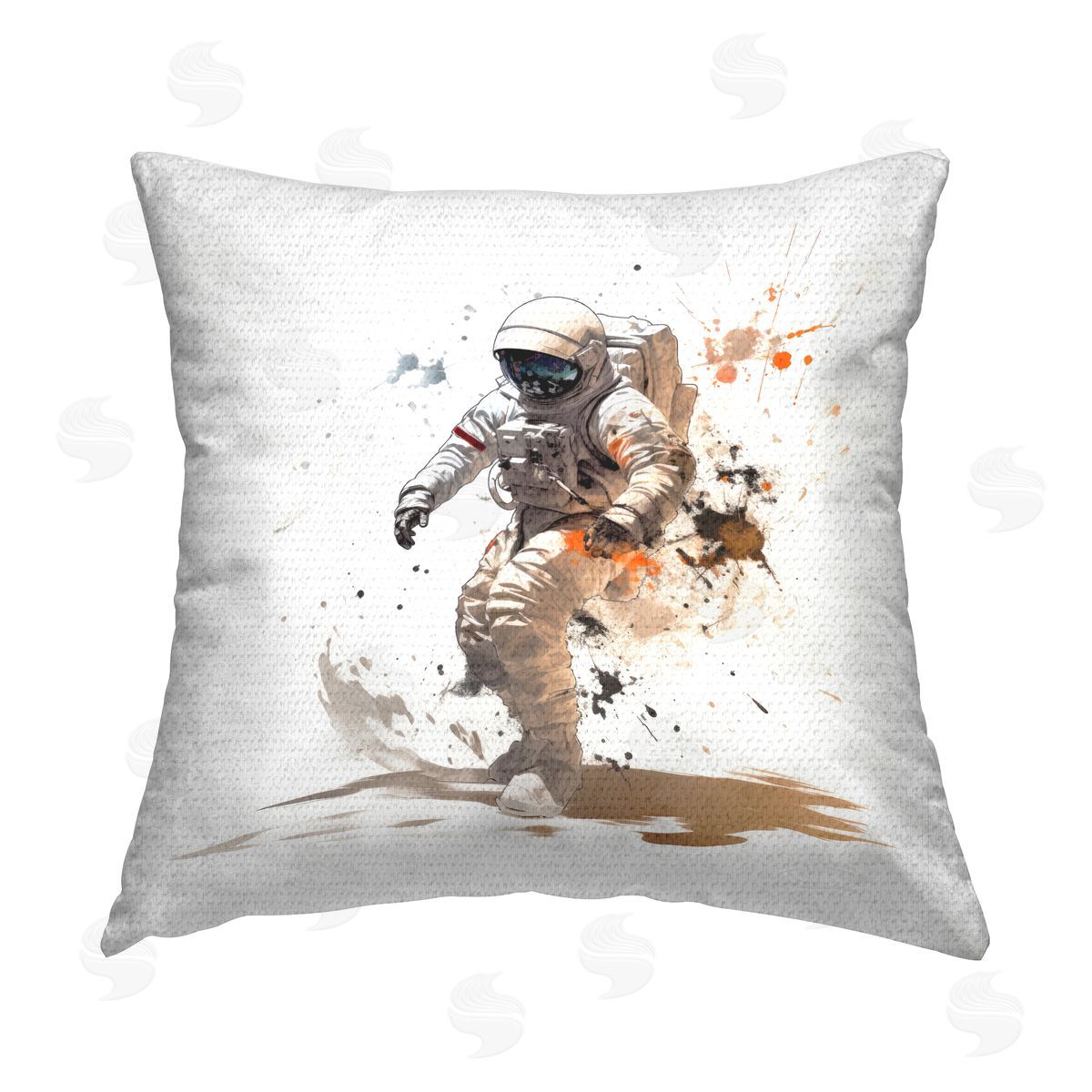 Lazar Studio Astronaut with Modern Splatter Outdoor Quick-Dry Polyester Printed Throw Pillow
